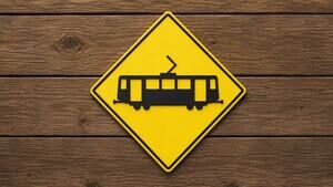 Light Rail Crossing Warning Sign Train Station Railroad Travel Road Highway Sign